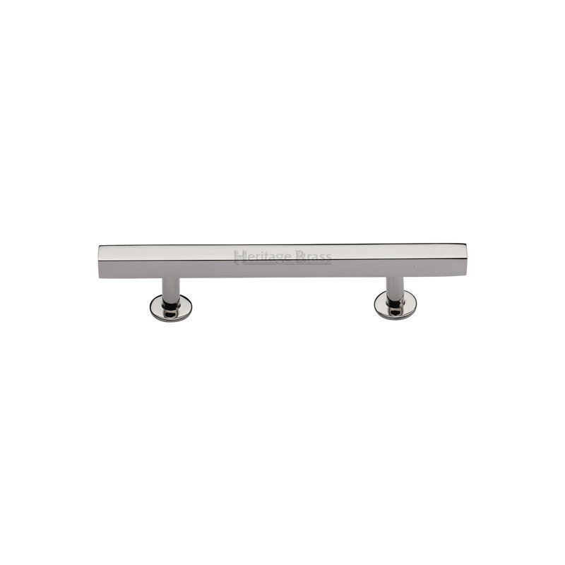 Heritage Brass Heritage Cabinet Pull Square Design with Footings, Polished Nickel, 9.6cm