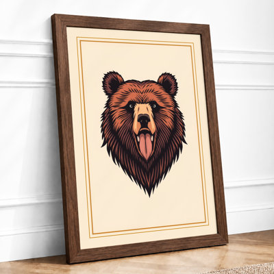 Woodcut Bear Rustic - Framed Print