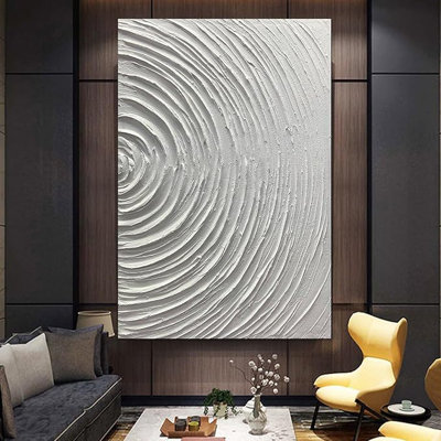 Contemporary Abstract Art Oil Painting On Canvas Texture 3d White Painting Handmade Artwork