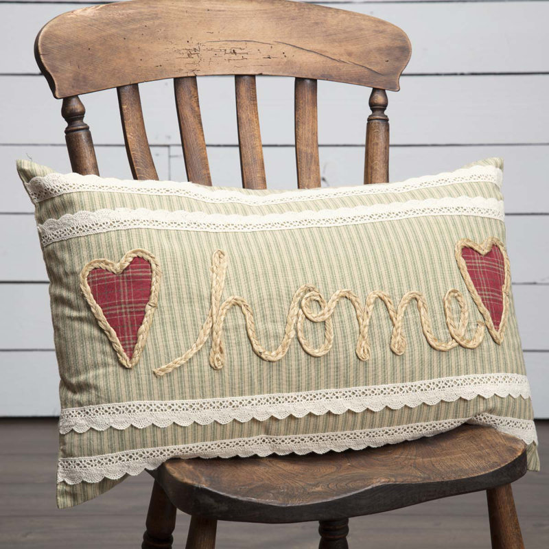 Sage and Khaki Embroidered Rectangular Pillow 14x22