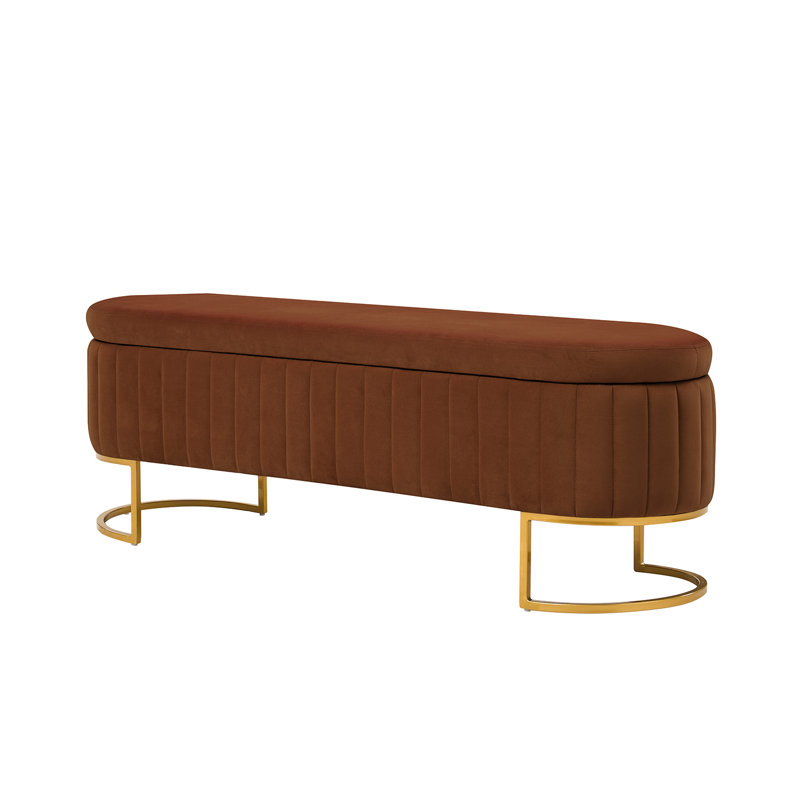 Ferdinand Modern Upholstered Storage Bench with Metal Legs, Burn Brick, 19" H x 55.5" W x 17" D