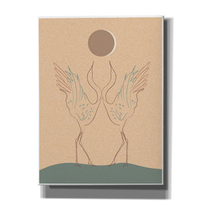  'Japanese Art Two Cranes With Moon' by Sabrina Balbuena, Canvas Wall Art, 12" x 16"