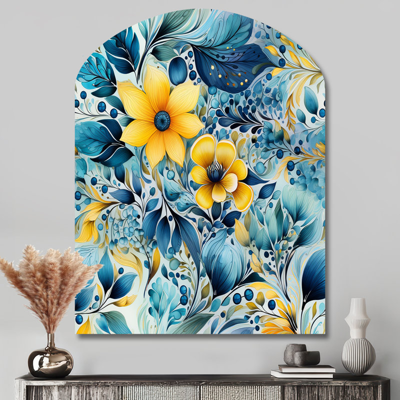 Diemer - Art mural floral asymétrique en métal, H 43 po x l 33 po
