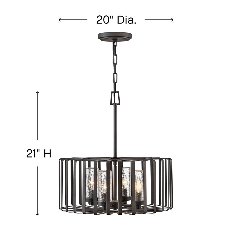 Reid Four-Light 12V Outdoor Caged Chandelier