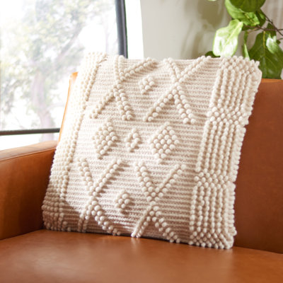 Baird Embroidered Wool Blend Reversible Throw Pillow