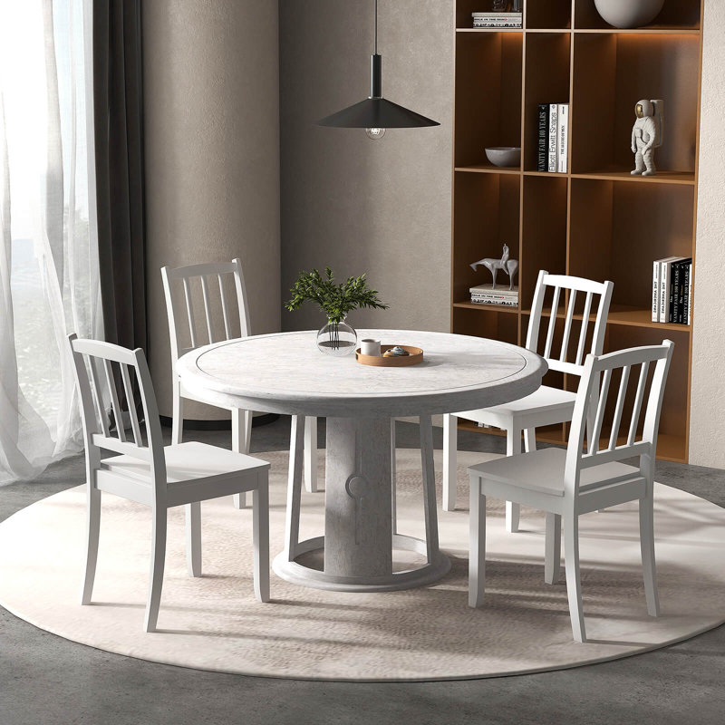 Costway Wood Dining Chair Set Of 2 With Rubber Wood Legs Curved Backrest For Kitchen, White
