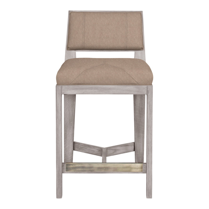 Scoville By Thom Filicia Upholstered Counter Stool with Solid Wood Frame, Gris colombe, Navada champignon