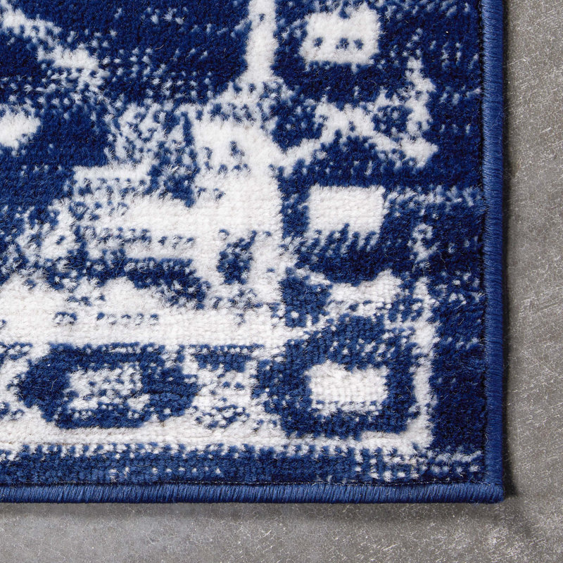 Tapis bleu foncé rétro Dazzle, Rectangle 5 pi 3 po x 7 pi 3 po
