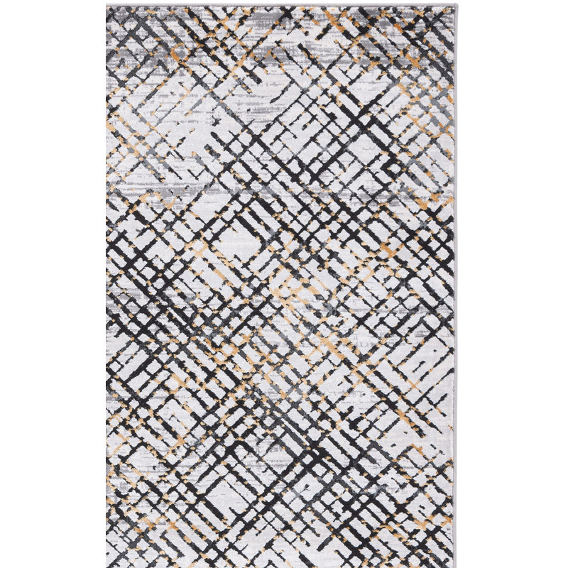 Tapis gris / doré Minyard 275, Rectangle 8 pi x 10 pi