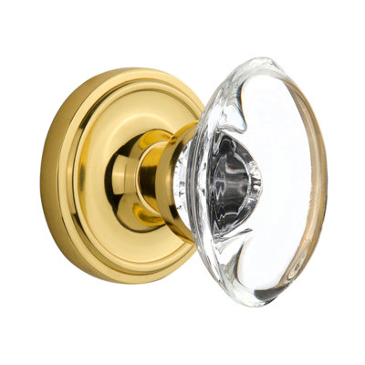 Rosette classique avec poignée de porte ovale en cristal transparent