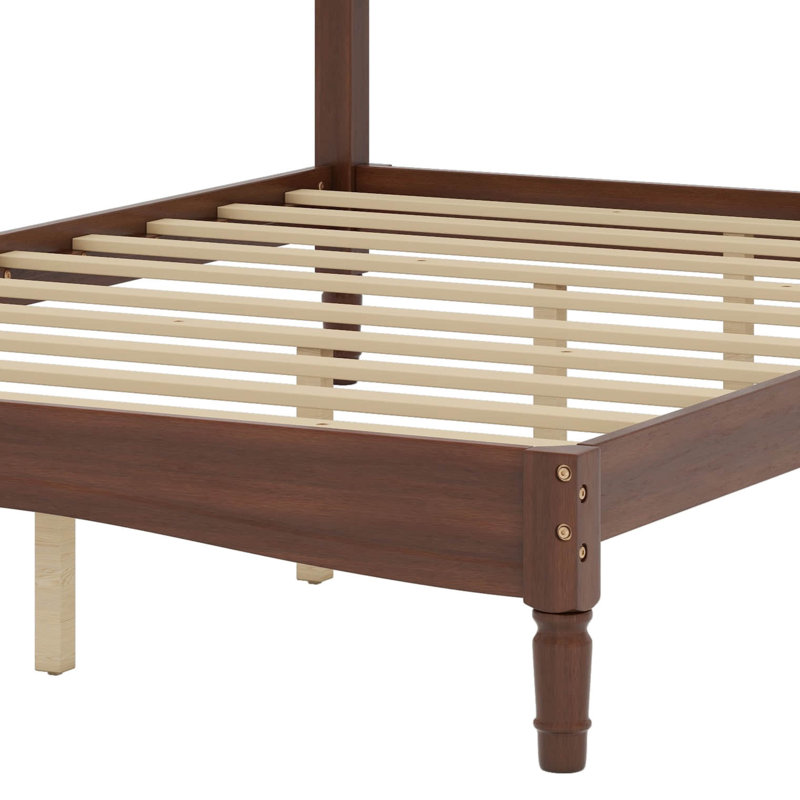 Lit plateforme en bois avec tête de lit en forme de gourde - style rétro + support en lattes de bois, Lit double