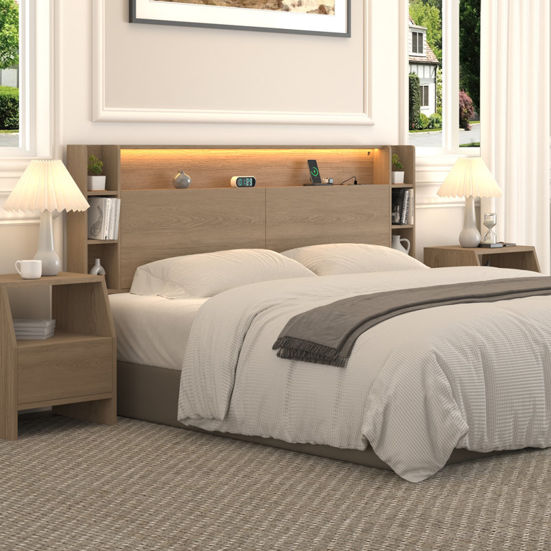 Bookcase Headboard, King, Natural