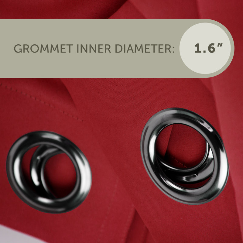 Panneau de rideau simple obscurcissant synthétique avec œillets Polen Drapery, 150 po x 108 po, Rouge