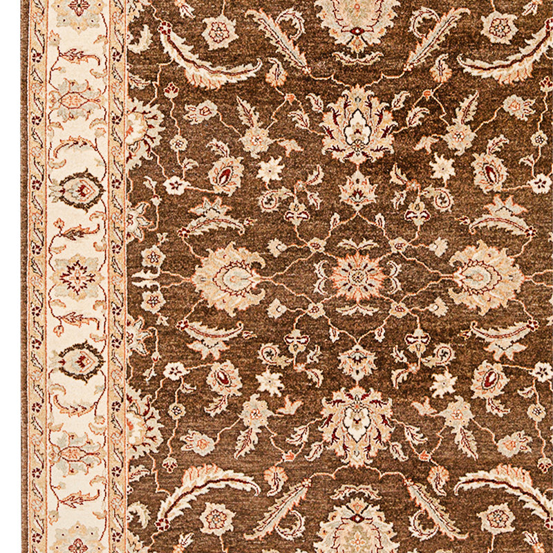 High-Quality Hand-Knotted Brown And Beige Area Rug