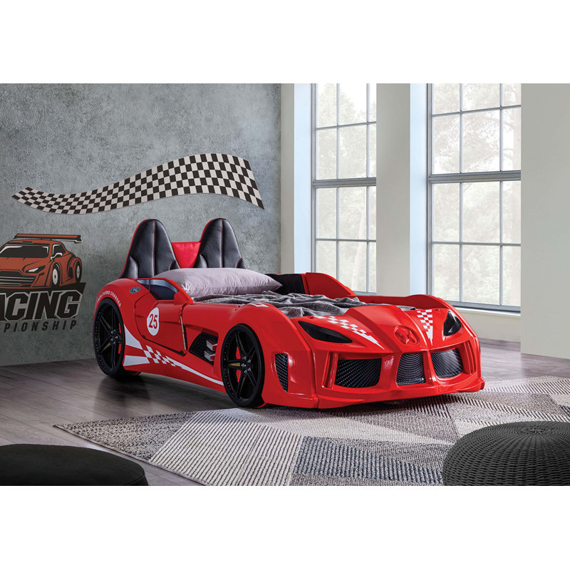 Lit de course avec portes magnétiques et éclairage DEL intégré, Red