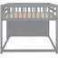 Lit double superposé double gris avec 4 tiroirs et 3 tablettes de rangement, fabrication en bois massif pour les tiroirs et les tablettes de la chambre à coucher, un look élégant-180714574-180714569
