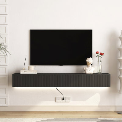 Floating Tv Stand Wall Mounted With 16 Color Leds,69" Modern Tv Stand, Floating Tv Cabinet Entertainment Center