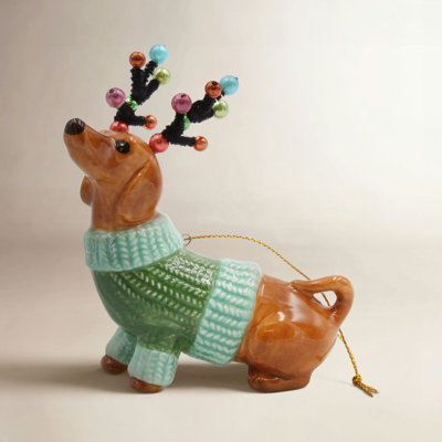 3.875'' Handmade Ceramic Hanging Figurine Ornament