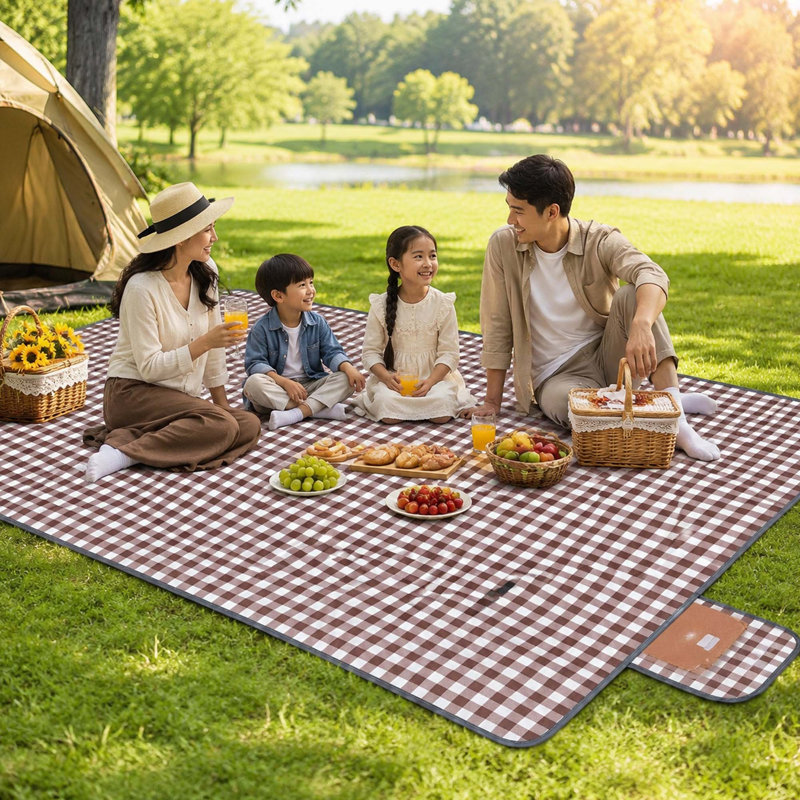 Couverture de pique-nique pliable imperméable brune 80 po x 60 po, Brown