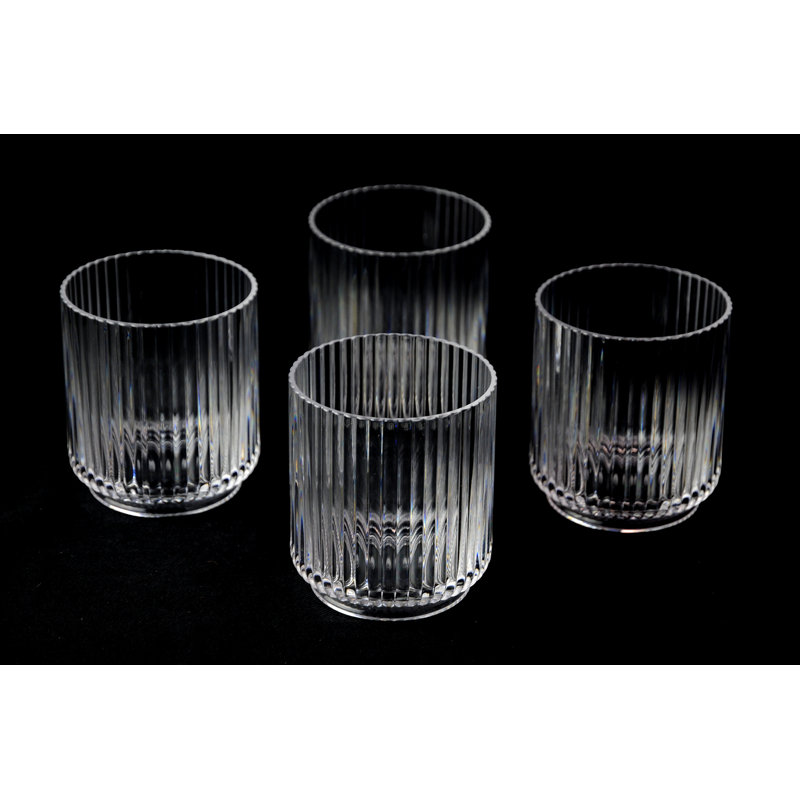 Defeis 18 Piece Ribbed Acrylic Assorted Glassware Set, Clear