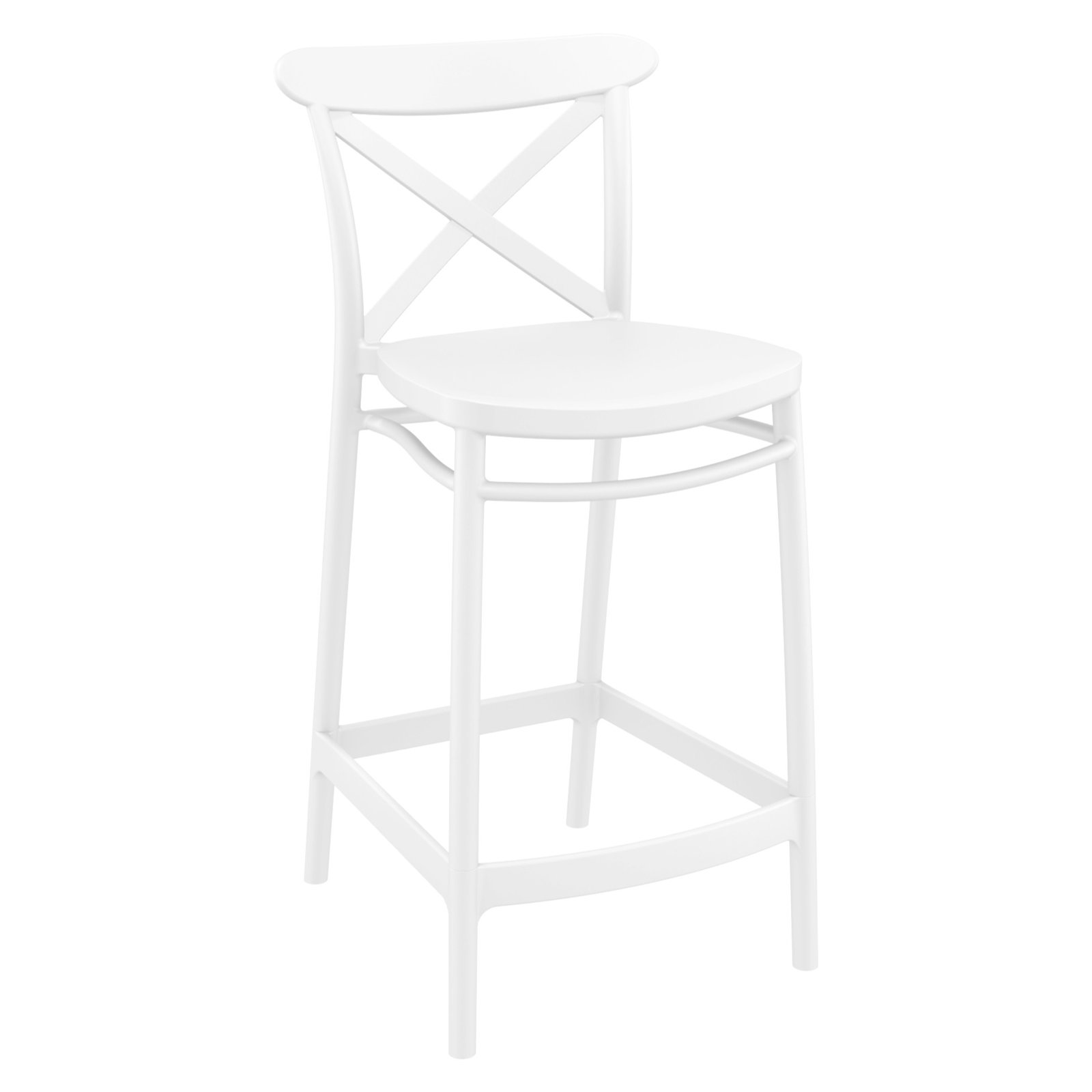 Bijou Outdoor Bar Stool, White, Counter Stool (25.6" Seat Height)