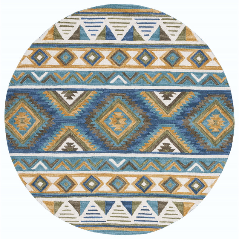 Bryenna Hand Tufted Wool Geometric Rug, Round 6'