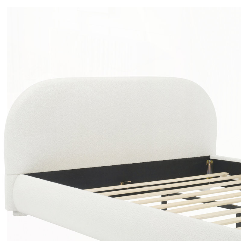 Lit tapissier, lit de chambre moderne, Cream, Queen