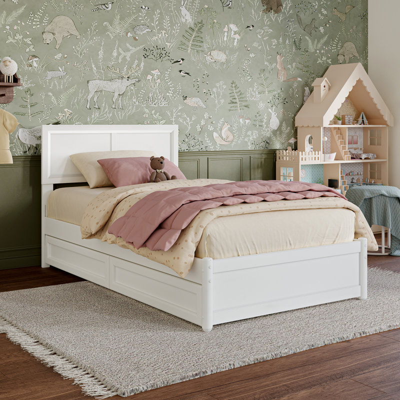Astley Wood Panel Storage Bed, Twin, White