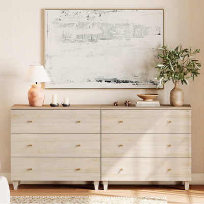 Lysiane 2-In-1 Wooden Dresser With 6 Drawers For Bedroom
