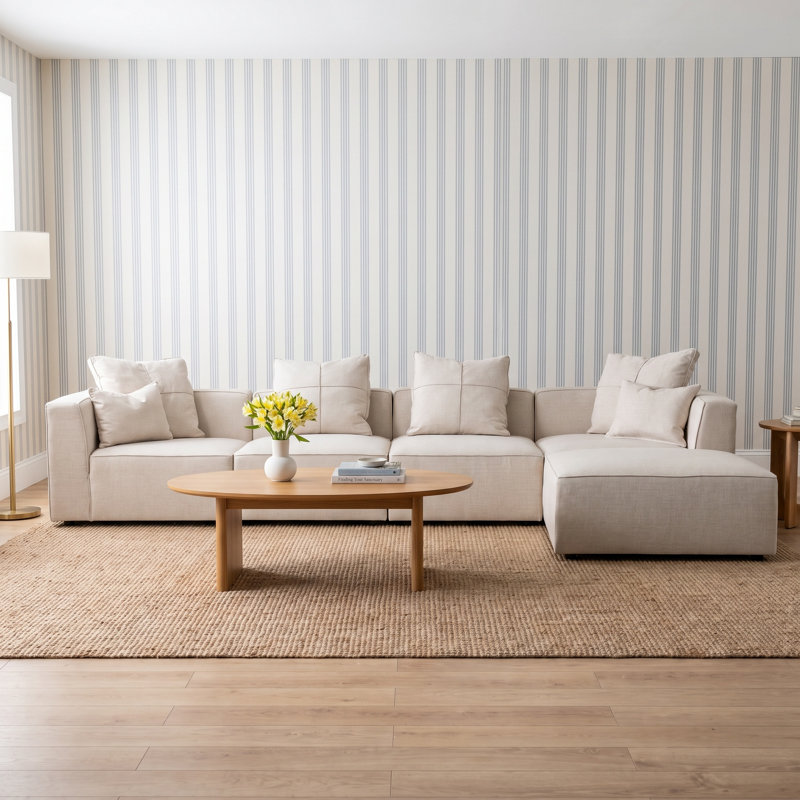 Canapé modulaire réversible de 152 po de largeur et méridienne Del, Napa taupe chenille