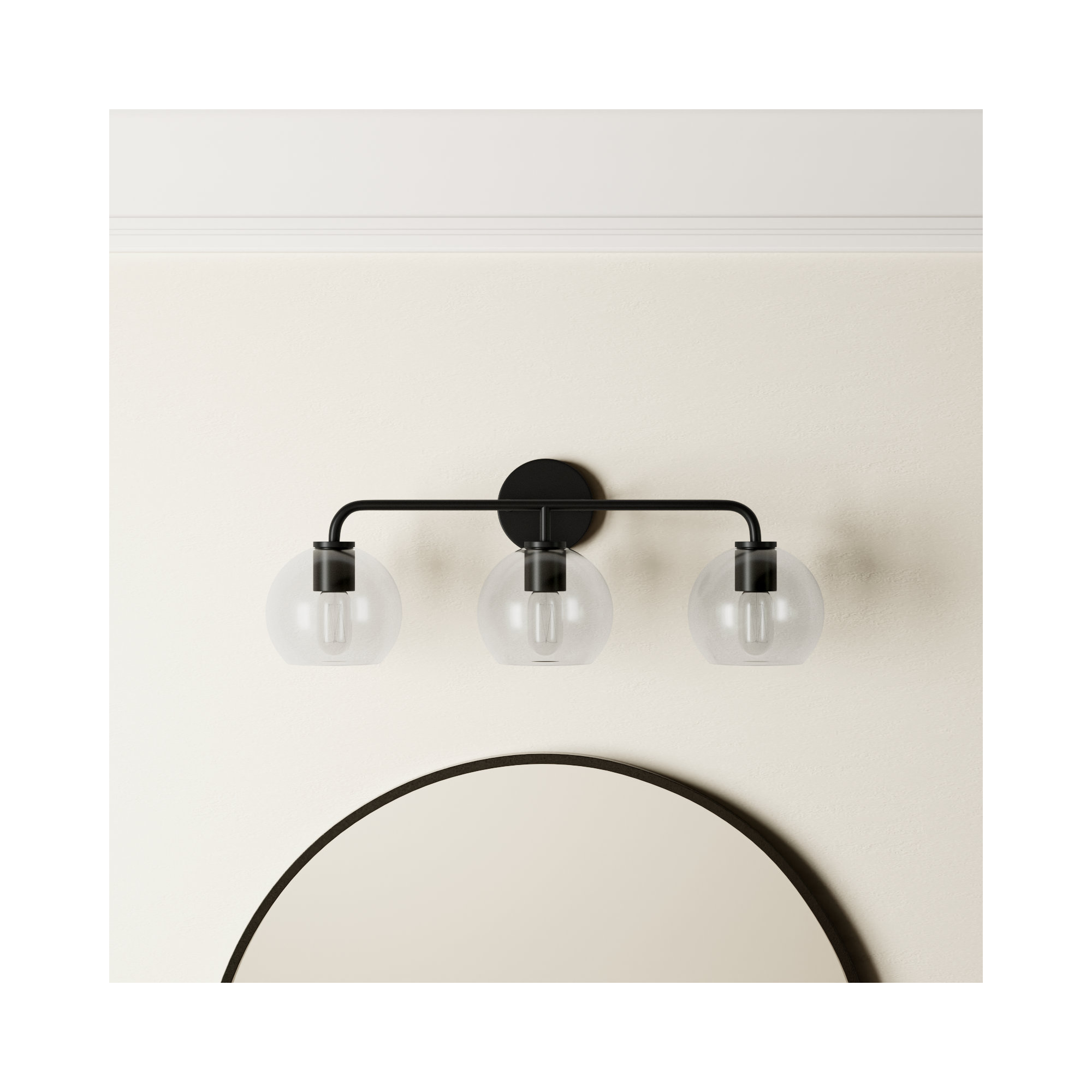 Childerley 3-Light Dimmable Vanity Light, Clear, Midnight Black