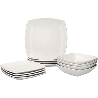 Creative Tops Raven Dinner Set, Square, Ceramic, Service for 4