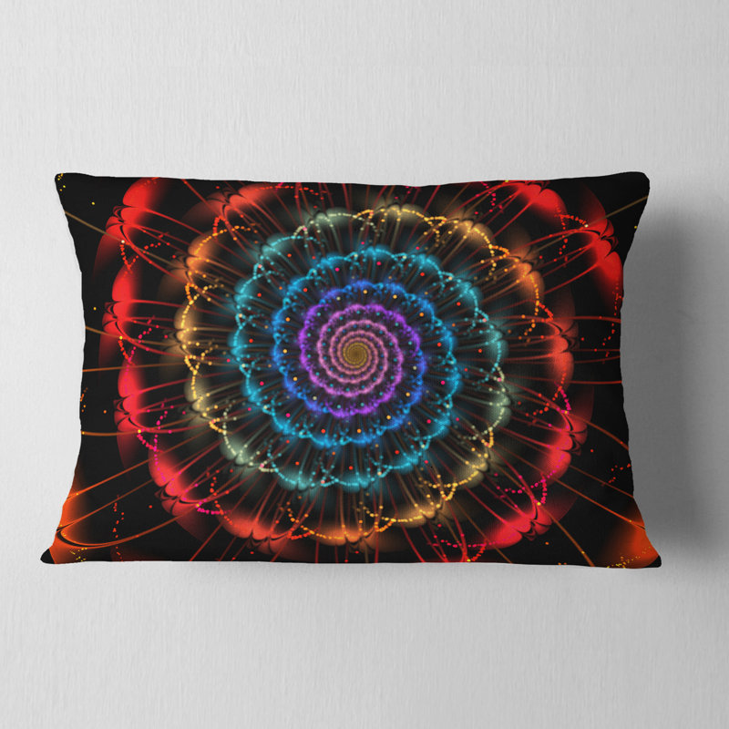 Fleur rouge spirale abstraite rouge - coussin imprimé abstrait