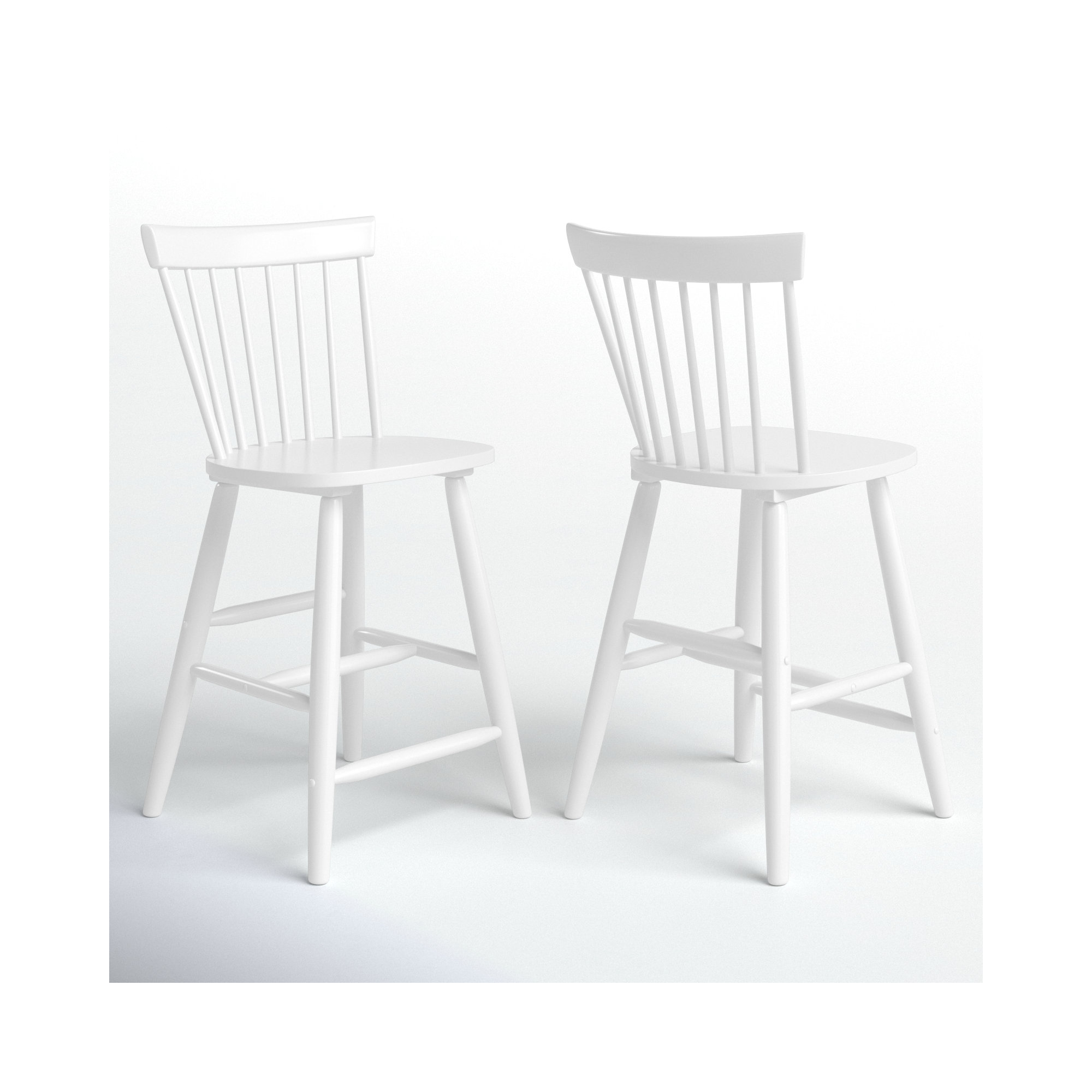 Stacee Solid Wood Bar & Counter Stool, White, Counter Stool (24" Seat Height)