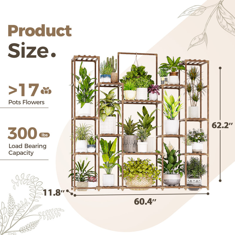 Support à plantes 17 niveaux pour intérieur / extérieur, étagère à niveaux pour salon / balcon / jardin