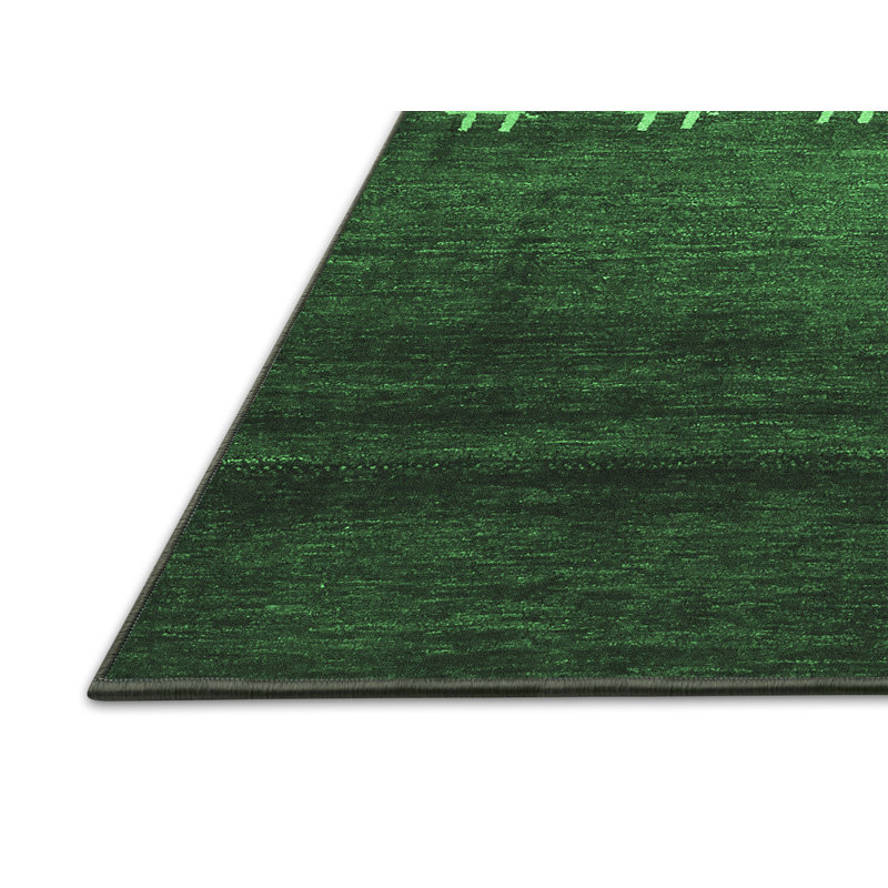 Tapis en laine / polyester tissé à la machine vert foncé / vert clair, Tapis de couloir 2 pi x 5 pi