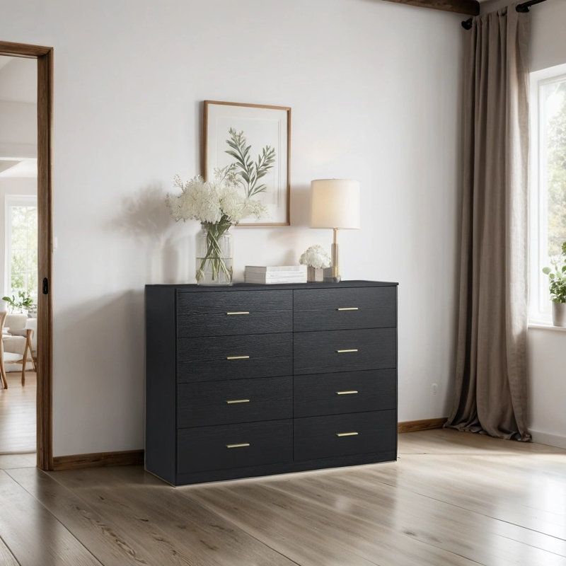 Commode à huit tiroirs, Noir