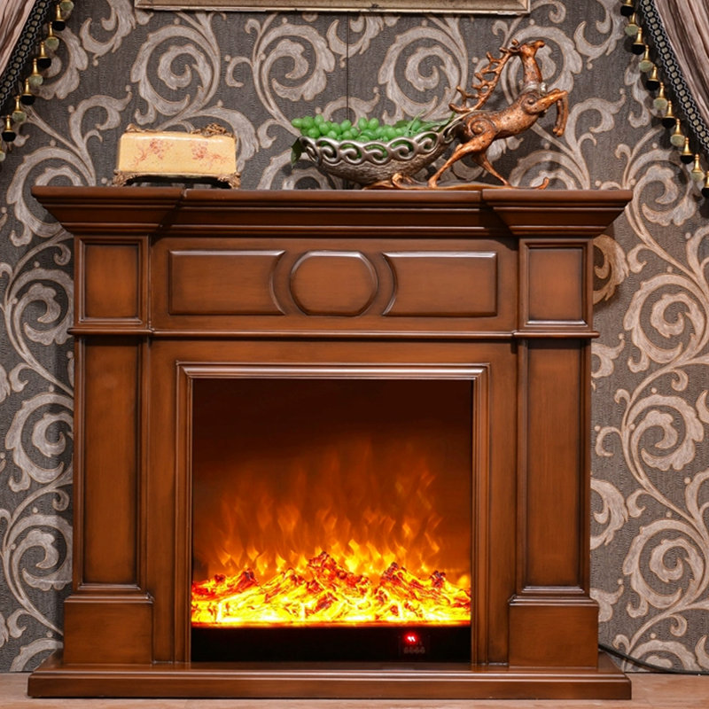 Foyer électrique en bois massif, H 31,5 po x l 47,24 po x P 12,99 po, Brun