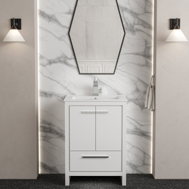 Virage 24" Freestanding, Bathroom Vanity, White, White, 3