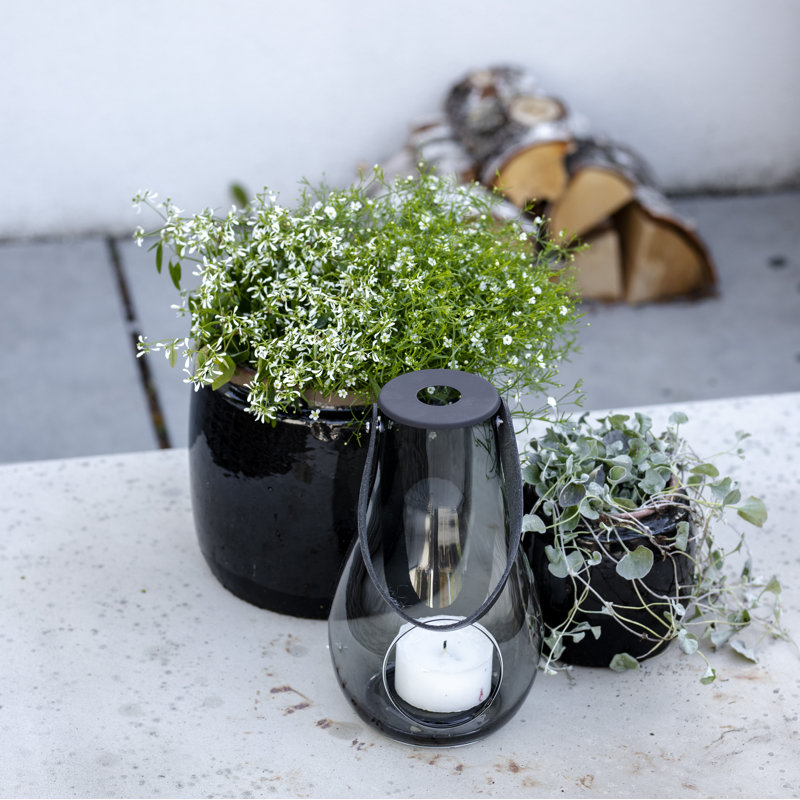 Tabletop Lantern, 9.8" H x 6.1" W x 6.1" D, Gray
