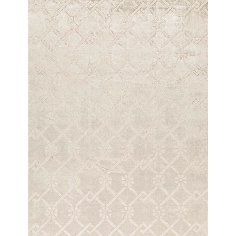 Geometric Area Rug in Silver, Rectangle 9' x 12'