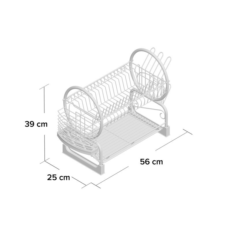 2 Tier Dish Drainer with Tray I, White