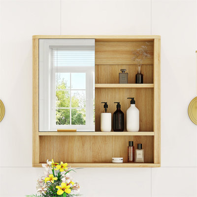 Armoire de rangement murale en bois naturel avec rangement en bois aggloméré