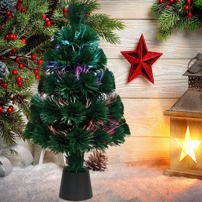 Arbre de Noël artificiel avec lumière 17,7 pouces décorations de Noël à piles petits arbres de Noël pour les décorations de fête de bureau à domicile