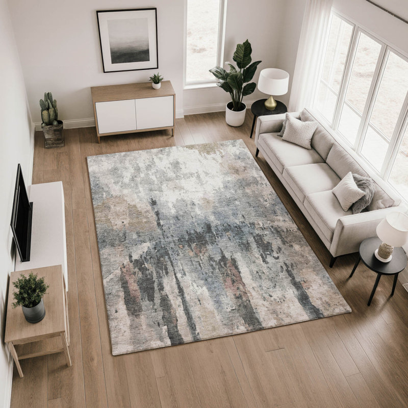 Premium Machine Washable Mayfield Abstract Rug, Beige, 9' x 12'