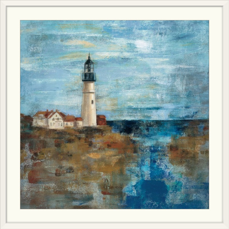 Reproduction de phare par Mannheim, H 24 po x l 24 po x p 1 po, Cadre blanc