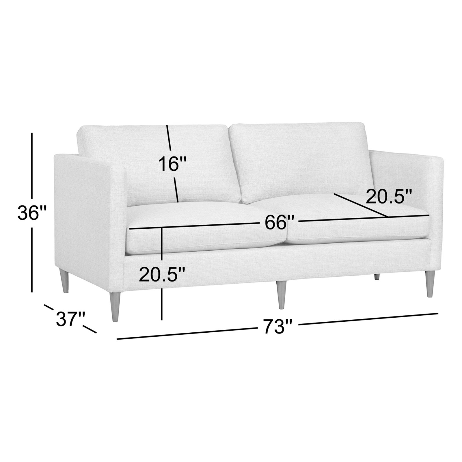 Clifford 73'' Sofa, Bella Gunmetal Performance Velvet