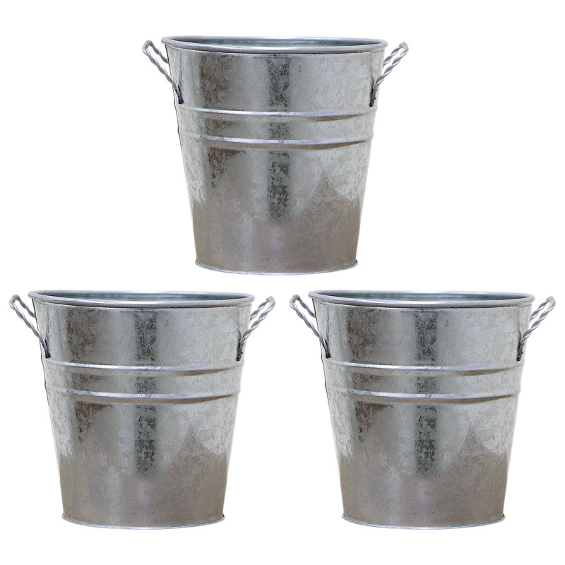 Ensemble de 3 pots de fleurs galvanisés Hosley