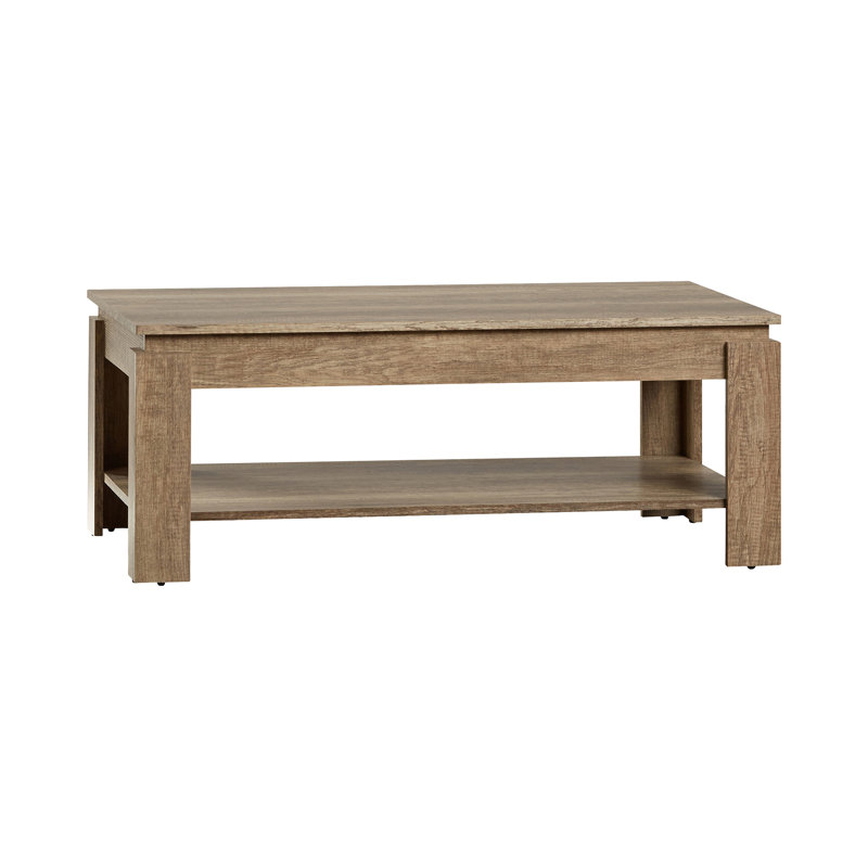 Allred Four Leg Coffee Table with Storage, Oak