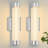 2-Pack Modern Chrome Cylinder Wall Sconces, Dimmable LED Wall Lights With Textured Glass Shade
